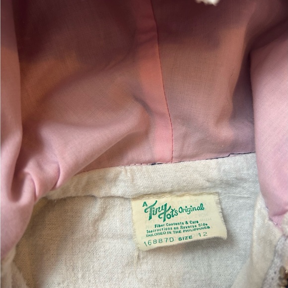 Vintage Tiny Tots Original Baby Jacket 12M Blue Floral Lace Trim Cottagecore - Picture 4 of 5